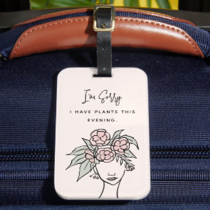 Cute Rosa Busy med Mina växter Blommigt Porträtt Bagagebricka