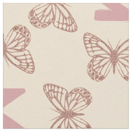 Cute Rosa Butterflies & Anpassningsbar Bold Monogr Tyg