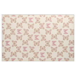Cute Rosa Butterflies & Anpassningsbar Bold Monogr Tyg
