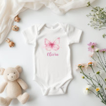 Cute Rosa Butterfly Baby Personlig Bodykostym