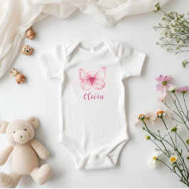 Cute Rosa Butterfly Baby Personlig Bodykostym T Shirt