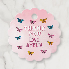 Cute Rosa Butterfly Mönster Tack på födelsedagen Gåvor Etiketter