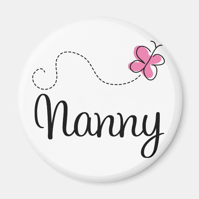 Cute Rosa Butterfly Nanny Magnet (Framsidan)