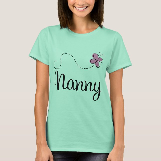 Cute Rosa Butterfly Nanny T Shirt (Framsida)
