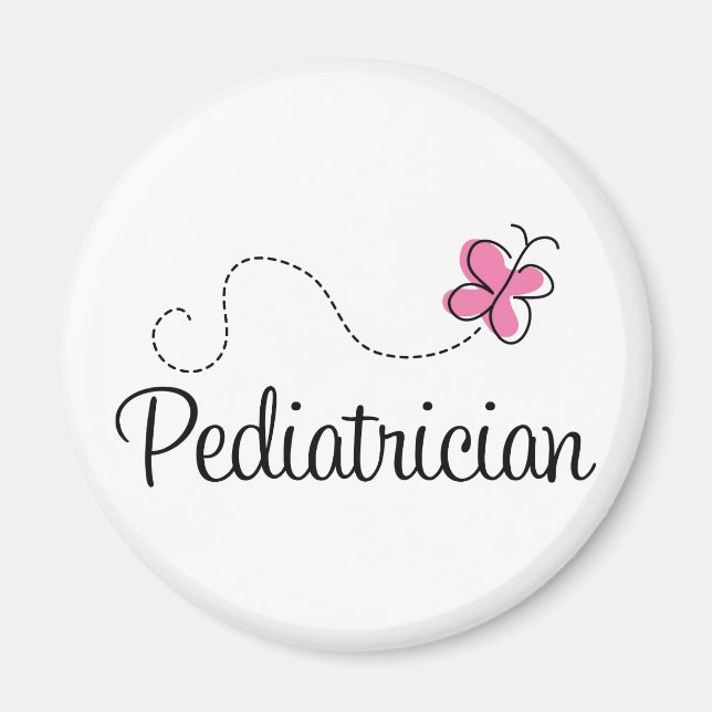 Cute Rosa Butterfly Pediatrician Magnet (Framsidan)