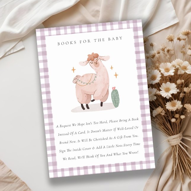 Cute Rosa Cactus Boho Llama Bokar for Baby Shower Tilläggskort (Skapare uppladdad)