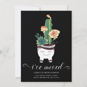 Cute Rosa Cactus Succuls in Funny Pot Flytta Meddelande