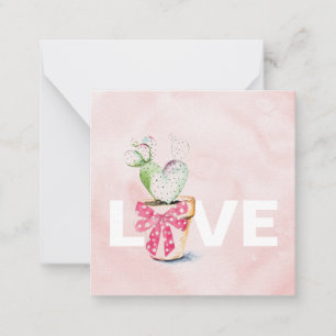 Cute Rosa Cactus Valentines day Anteckningskort