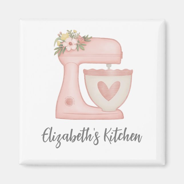 Cute Rosa Cake Mixer Kitchen Magnet (Framsidan)