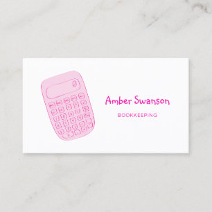 Cute Rosa Calculator for Accountant and Bookkeeper Visitkort