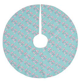 Cute Rosa Candy cane Mönster - Aqua Blue - Jul Julgransmatta Borstad Polyester