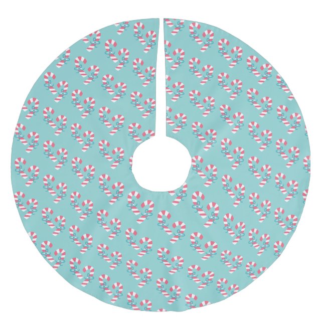 Cute Rosa Candy cane Mönster - Aqua Blue - Jul Julgransmatta Borstad Polyester (Framsidan)