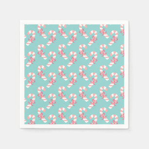 Cute Rosa Candy cane Mönster - Aqua Blue - Jul Pappersservett