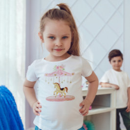 Cute rosa carousel med en pony-illustration t shirt