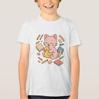 Cute Rosa Cat med Rubber Anka Art T Shirt