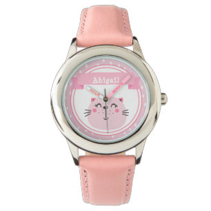 Cute Rosa Cat - Personlig Kids Armbandsur