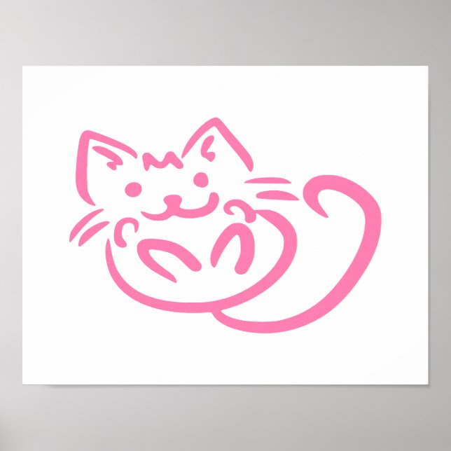 Cute Rosa Cat Poster (Framsidan)