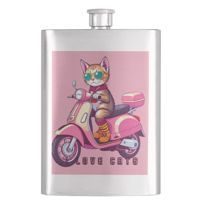 Cute rosa cat with eyeglass and motorcycle fickplunta (Framsidan)