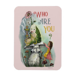 Cute Rosa Caterpelare i Alice i Wonderland Art Magnet