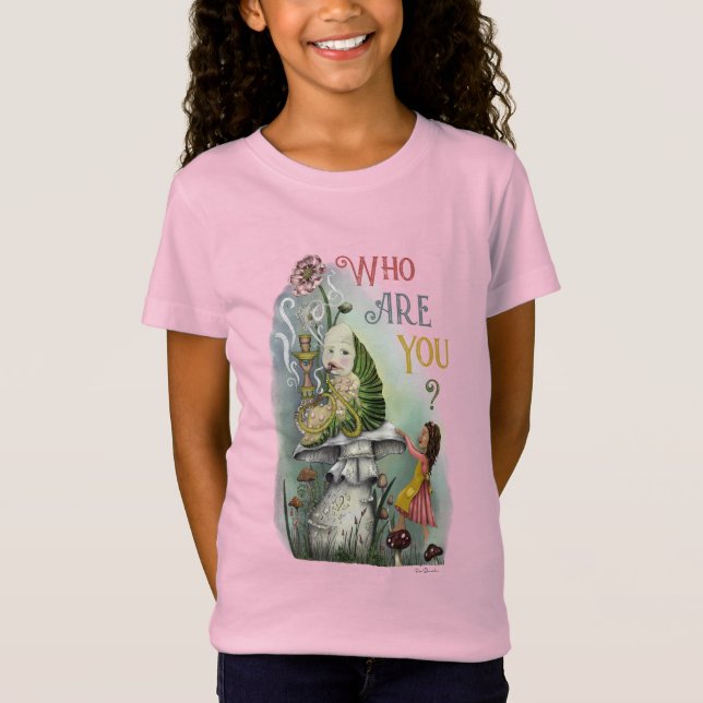 Cute Rosa Caterpelare i Alice i Wonderland Art T Shirt (Framsida)