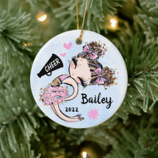 Cute Rosa Cheerplayer Ornament Brunette Brown Hair