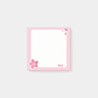 Cute Rosa Cherry Blommar Sticky Notes Post-it Block