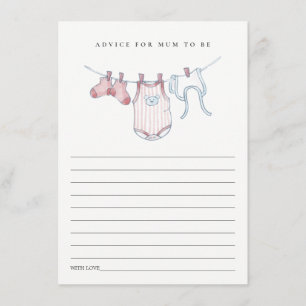 Cute Rosa Clothesline Advice for Morsa Baby Shower Tilläggskort
