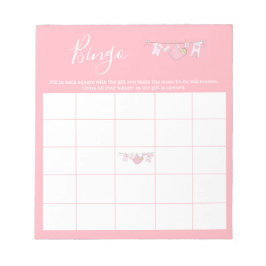 Cute Rosa Clothesline Girl Baby Shower Bingo Game Anteckningsblock