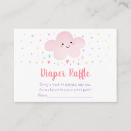Cute Rosa Cloud Stars Baby Shower Diaper Raffle Tilläggskort