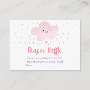 Cute Rosa Cloud Stars Baby Shower Diaper Raffle Tilläggskort