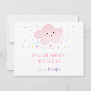 Cute Rosa Cloud Stars Baby Shower Tack Kort