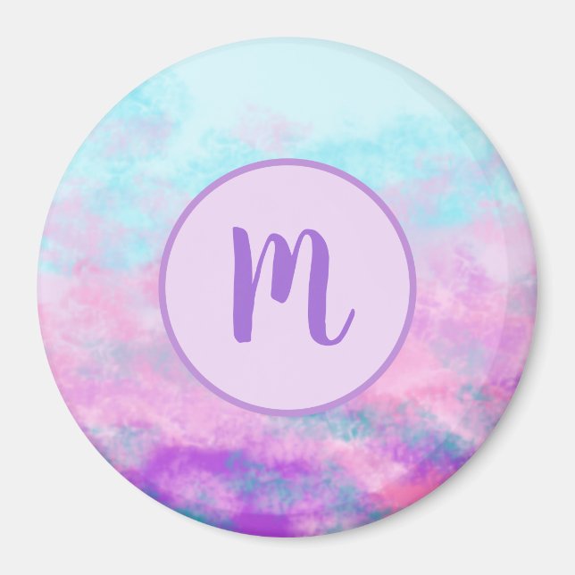 Cute Rosa Clouds Monogram Magnet (Framsidan)