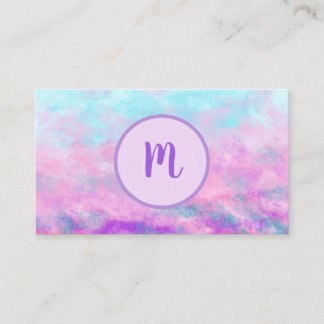 Cute Rosa Clouds Monogram Visitkort
