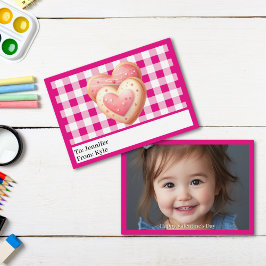 Cute Rosa Cookie Photo Classroom Valentine Day Anteckningskort