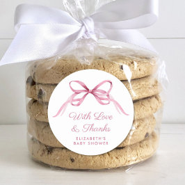 Cute Rosa Coquette Bow Flicka Shower Tack Runt Klistermärke