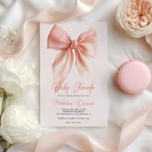 Cute  Rosa Coquette Bow Girl Baby Shower