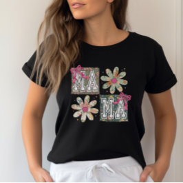 Cute Rosa Coquette Bow Mamma T-Shirt