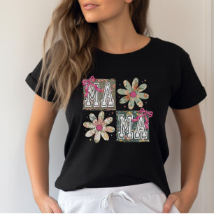 Cute Rosa Coquette Bow Mamma T-Shirt