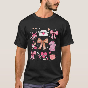 Cute Rosa Coquette Bow Nurse Life Nursing Design F T Shirt