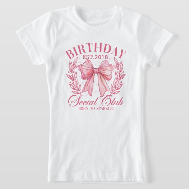 Cute Rosa Coquette Födelsedagsfest Girly Bow T Shirt (Laydown)