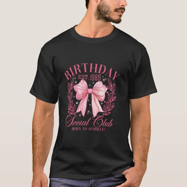 Cute Rosa Coquette Girly Bows Year 1989 Birthday S T Shirt (Framsida)