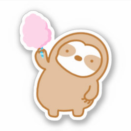 Cute Rosa Cotton Candy Sloth Vinyl Sticker Klistermärken