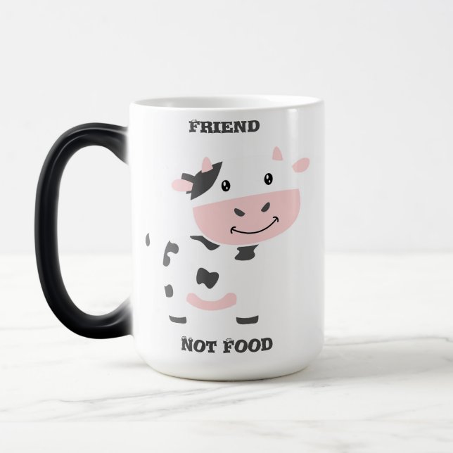 Cute Rosa Cow Friend Magisk Mugg (Vänster)