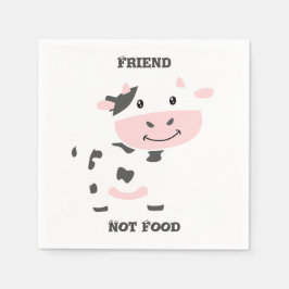 Cute Rosa Cow Friend-Personlig Pappersservett