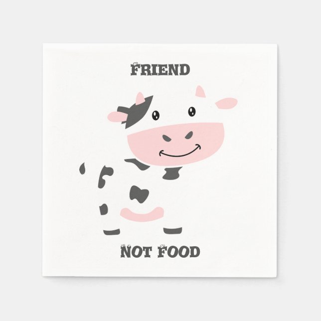 Cute Rosa Cow Friend-Personlig Pappersservett (Framsidan)