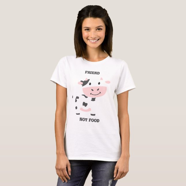 Cute Rosa Cow Friend T Shirt (Hel framsida)