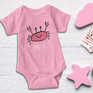 Cute Rosa Crab Sea Animal Flicka Namn T Shirt