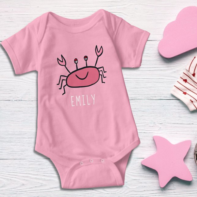 Cute Rosa Crab Sea Animal Flicka Namn T Shirt (Skapare uppladdad)