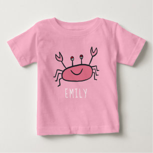 Cute Rosa Crab Sea Animal Flicka Namn T Shirt