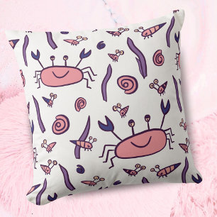 Cute Rosa Crab Snäcka Sea Animal Girl Kudde